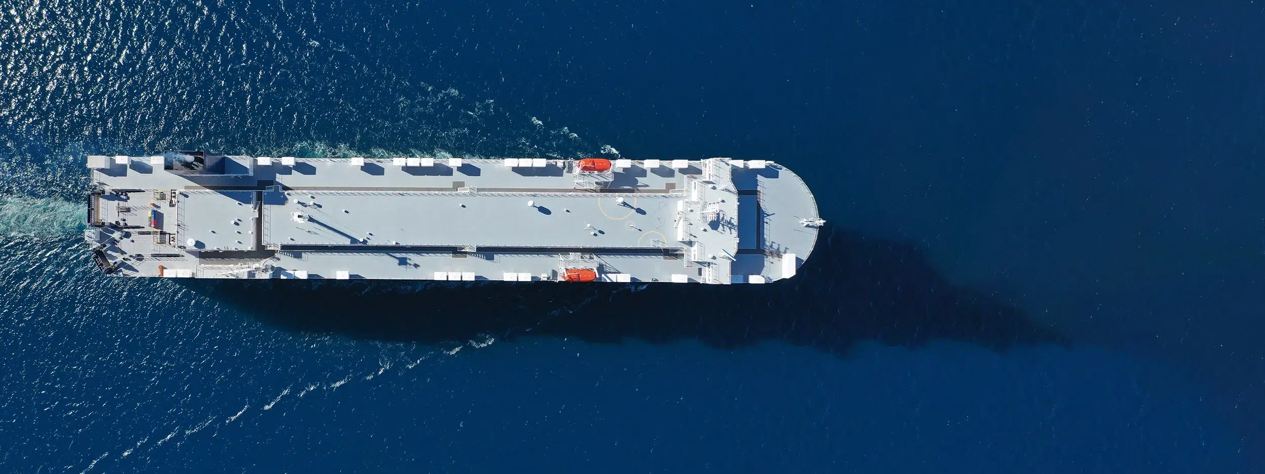An overview image of a RoRo vessel at sea.