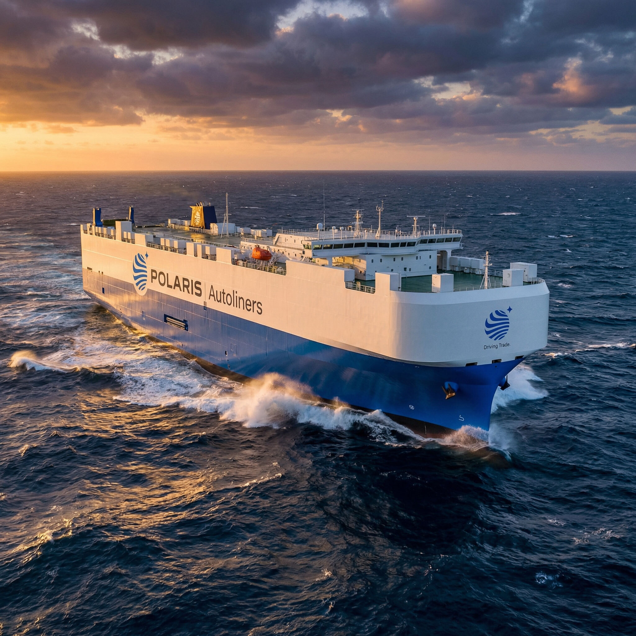 An image of a RoRo vessel at sea.